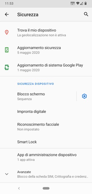 Per cambiare il PIN della scheda SIM, scorri e seleziona Avanzate