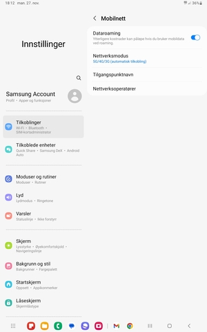 Slå Dataroaming på eller av