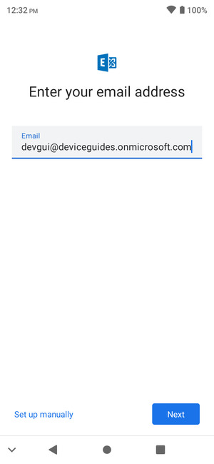Enter your Email address and select Set up manually
