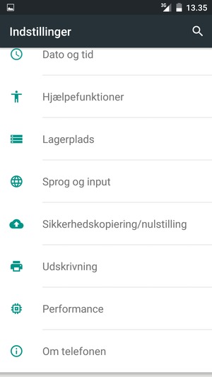 Scroll til og vælg Sikkerhedskopiering/nulstilling