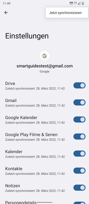 Wählen Sie Jetzt synchonisieren