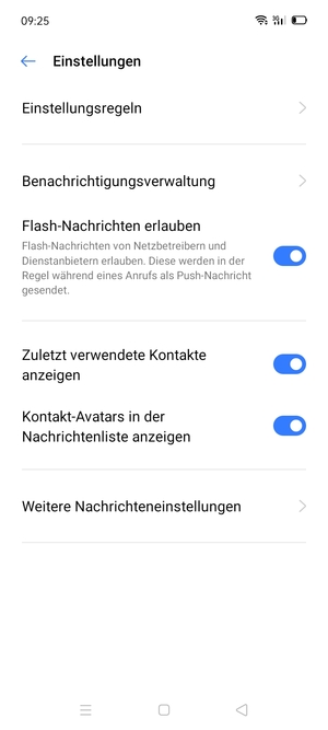 Wählen Sie Weitere Nachrichteneinstellungen