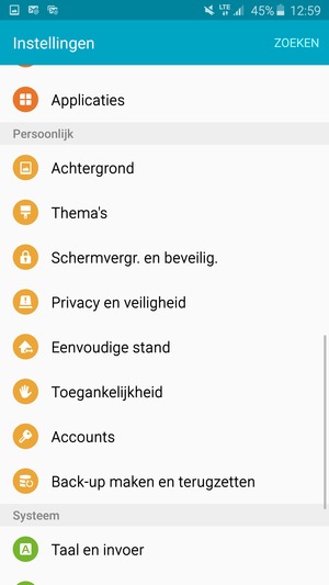Selecteer Accounts