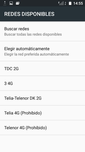 Seleccione un operador de red de la lista