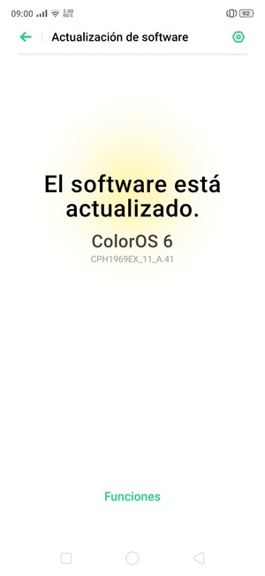 Si su teléfono está actualizado, verá la siguiente pantalla