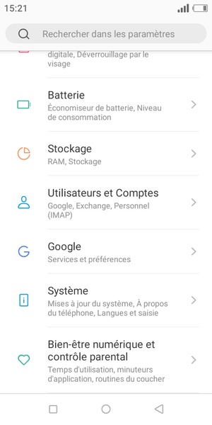 Faites défiler et sélectionnez Système