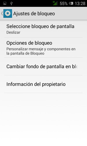 Seleccione Seleccione bloqueo de pantalla