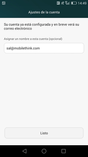 Déle a su cuenta un nombre y seleccione Listo