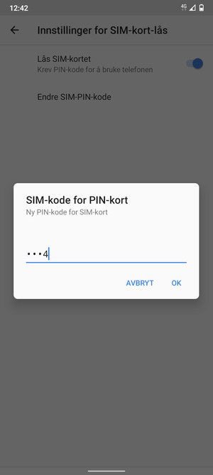 Skriv inn Ny PIN-kode for SIM-kort og velg OK