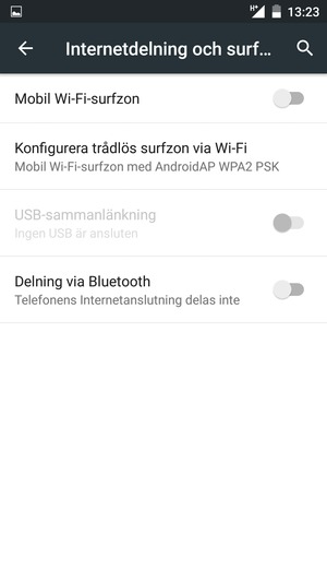 Välj Konfigurera trådlös surfzon via Wi-Fi
