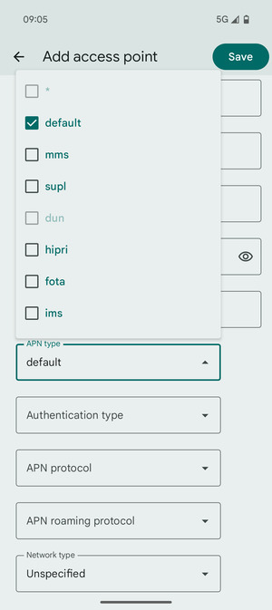 Make sure default is selected