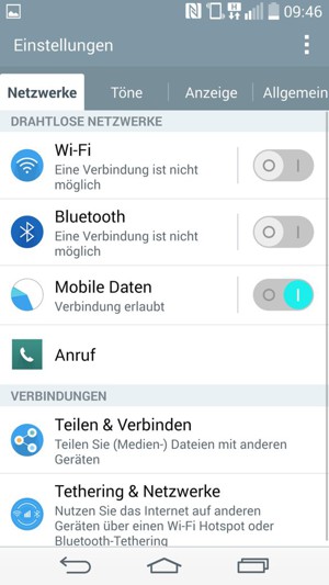 Wählen Sie Allgemein