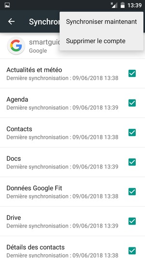 Sélectionnez Synchroniser maintenant
