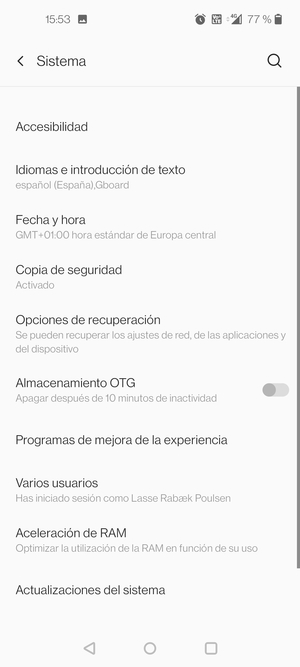 Seleccione Actualizaciones del sistema