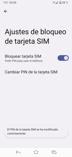 Su PIN de la tarjeta SIM ha sido cambiado