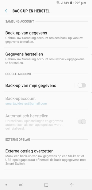 Schakel Back-up van mijn gegevens in