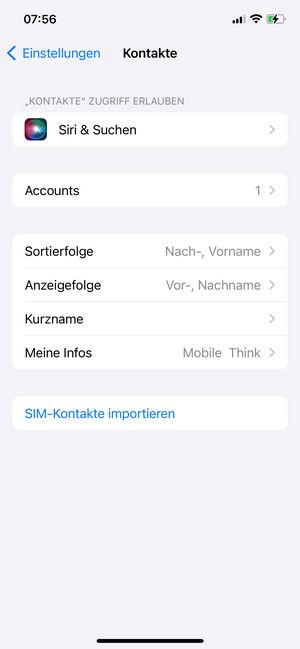 Wählen Sie SIM-Kontakte importieren