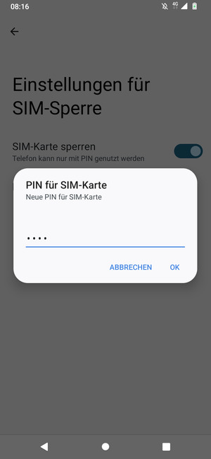 Geben Sie Ihre Neue PIN für SIM-Karte ein und wählen Sie OK