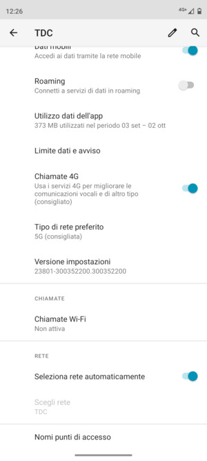 Scorri e seleziona Nomi punti di accesso