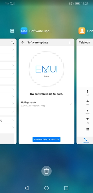 Selecteer het Verwijderen-pictogram om alle actieve apps te sluiten