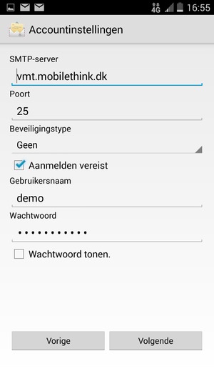 Voer Uitgaand serveradres in