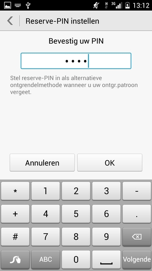 Bevestig uw Reserve-PIN en selecteer OK