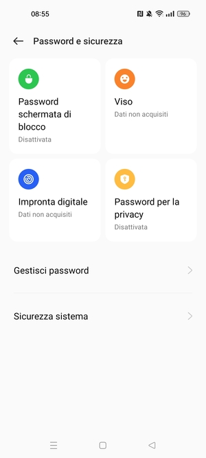 Seleziona Sicurezza sistema