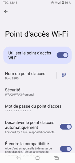Votre téléphone est maintenant configuré pour être utilisé comme modem