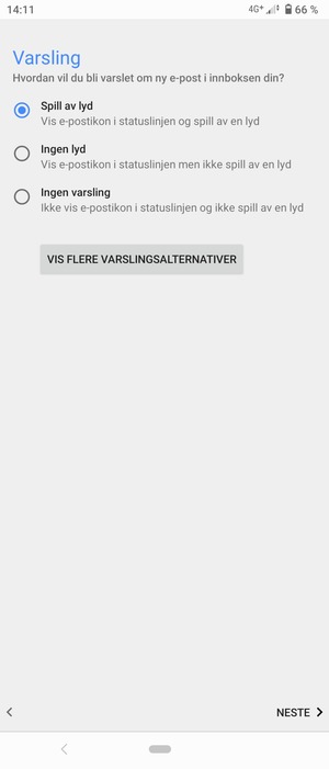 Velg ønsket alternativ og velg NESTE