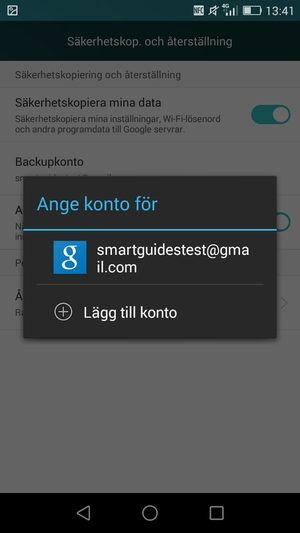 Tryck på ditt säkerhetskopieringskonto