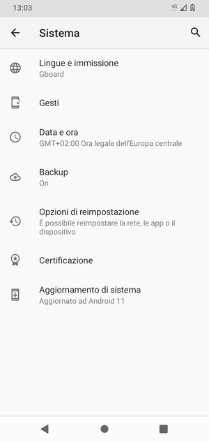 Seleziona Aggiornamento di sistema