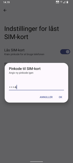 Bekræft din nye pinkode til SIM-kort og vælg OK