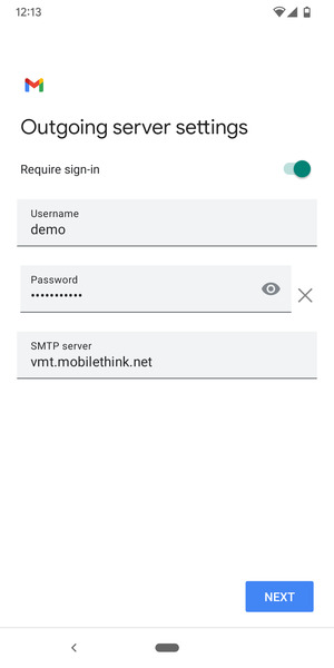Enter Outgoing server address