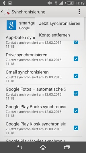 Wählen Sie Jetzt synchronisieren