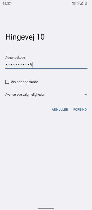 Indtast Wi-Fi adgangskoden og vælg FORBIND