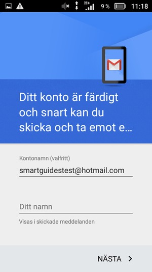 Ge ditt konto ett namn och ange ditt namn. Välj NÄSTA