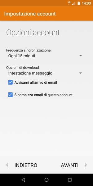 Seleziona AVANTI
