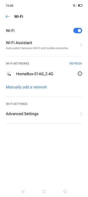 Select the wireless network you want to connect to