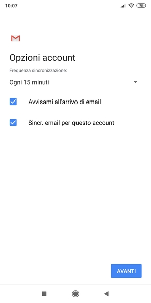 Seleziona AVANTI
