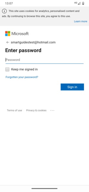 Enter your password and select Sign in