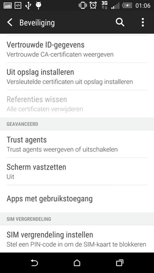 Om de pin voor de simkaart te wijzigen, selecteer u SIM vergrendeling instellen