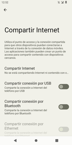 Seleccione Compartir Internet