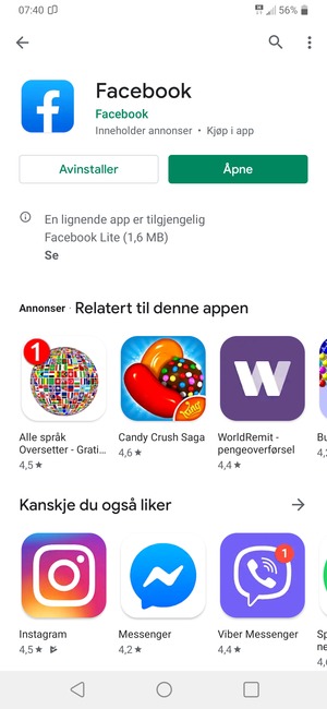 Velg Åpne