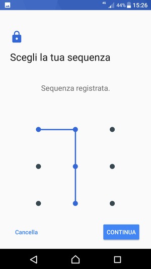 Disegna una sequenza di sblocco e seleziona CONTINUA