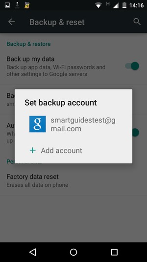 Select your backup account