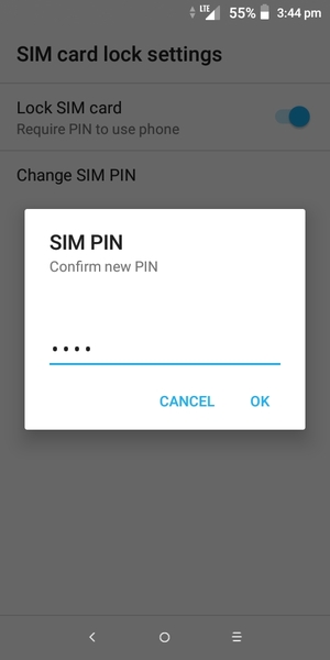 Confirm your new SIM PIN and select OK