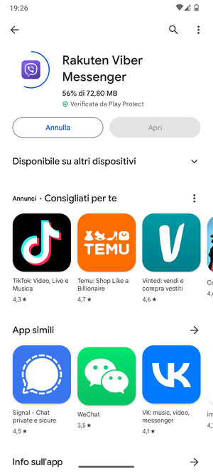 Attendi il completamento del processo di installazione