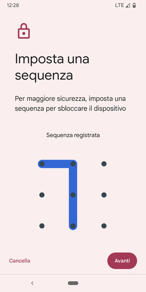 Disegna una sequenza di sblocco e seleziona Avanti
