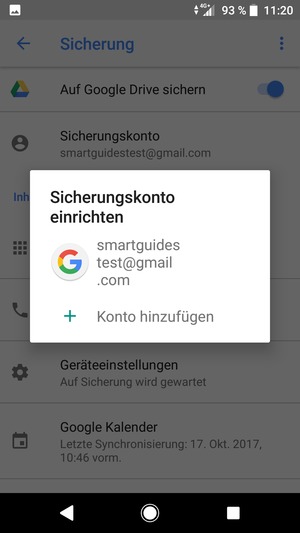 Wählen Sie Ihr Konto für Backup