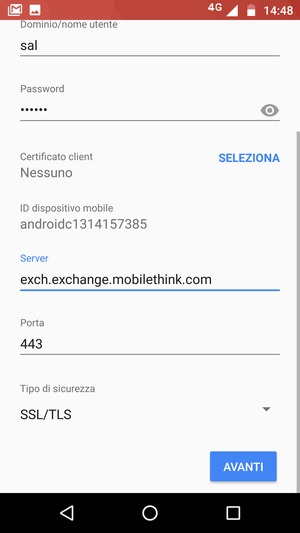Scorri verso il basso e seleziona AVANTI